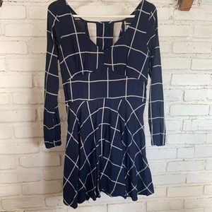 Blue & White Mini Long-sleeve Dress Abercrombie & Fitch Medium